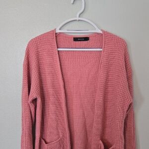 Zesica | Pink Waffle Knit Open Cardigan Size Large